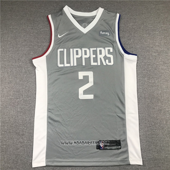 Camiseta Los Angeles Clippers Kawhi Leonard #2 Earned 2020-21 Gris
